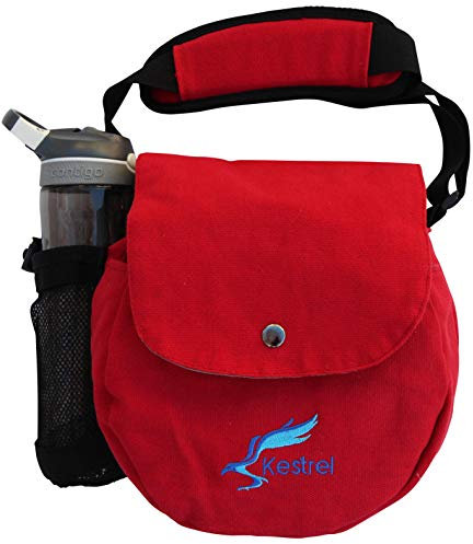 Kestrel Disc Golf Bag | Fits 6-10 Discs + Bottle | for Beginner and Advanced Disc Golf Players | Extremely Durable Canvas | Disc Golf Bag Set | Small Disc Golf Bag (Red)