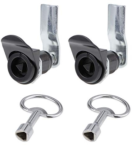 sourcing map Triangle Cam Lock 1-1/4 Cylinder Length Fits Up to 3/4 Thick Panel Black 2Pcs