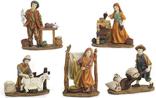 Articoli Religiosi by Paben Set 5 statuine personaggi Mestieranti per presepe cm. 15