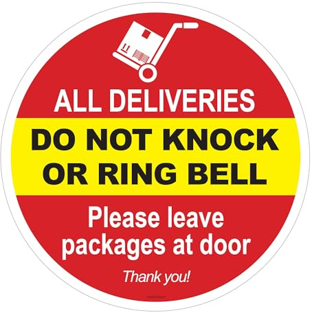 Please Do Not Knock or Ring The Bell Decal | Leave Package at Door Sign | Warning Sticker | Home Decor | Vinyl Static Cling Decal | Do Not Ring or Knock Sign |Inside Outside Removable | 6 inch. (1)