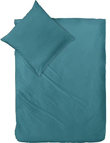 Decoper ® Mako-Satin Bettwäsche aus 100% Baumwolle | Atmungsaktiv & kuschelig weich | Farbe Smaragd Türkis | 2 teilig - 155 x 220 cm + 80 x 80 cm