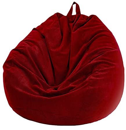 Chickwing Chickwin Bean Bag Corduroy Without Filling, Gaming Bean Bags Chair for Adult Kids, Highback Comfortable Indoor Outdoor Living Room Large Beanbag Seat,Red Wine,100x120cm(No Filler)