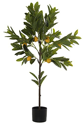 DRW Planta Artificial Limonero de Polietileno y Tela en Verde y Amarillo 115cm