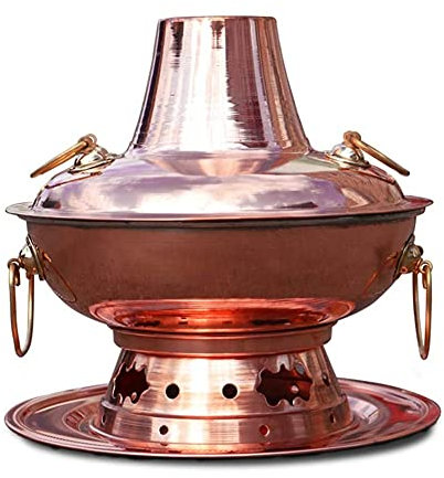 MNSSRN Charbon Traditionnel Charcoal Charcoal, Home Cuisine Cuivre épais de Style Chinois de Style Chinois divisé à l'ancienne Casserole,36cm