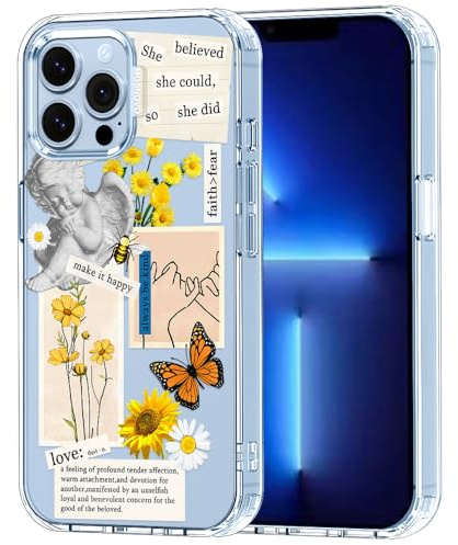 MOSNOVO für iPhone 13 Pro Max Hülle – Durchsichtige, schlanke, stoßfeste TPU+PC-Handyhülle, [6,6 Fuß Fallschutz/Anti-Abziehen] - Vintage-Collage-Kunst