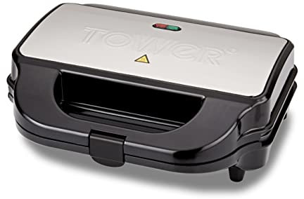 Tower T27032 3-in-1 Deep Filled Snack Maker with Non-Stick Coated Plate and Automatic Temperature Control, 900W, Stainless Steel