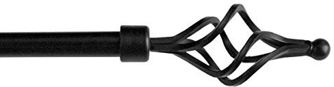 Bastone Tenda Ferro Estendibile Asta Scorritenda Anelli mod.BASTONE TENDA VORTICE 120-210 NERO
