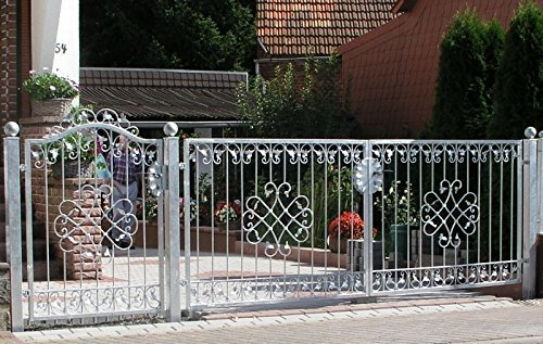 Eingangsanlage Gartentor Hoftor Tor Metall Schmiedeeisen Monaco-GFT500/120S Verzinkt PREMIUM mit Tür P.-Set 100 500 cm 5m Doppelflügeltor