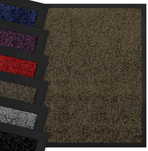 Premium Schmutzfangmatte GRACE - waschbare Fußmatte - Braun 90x150 cm | Sauberlaufmatte mit Top-Reinigungswirkung - rutschfeste & leistungsstarke Türmatte in großer Auswahl -bunter Fußabstreifer