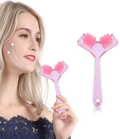 Rullo Massaggio Viso, 3D Massaggiatore Viso con Rullo Massaggiante Snellente Viso Anti-età a Forma di V, Anticellulite, per Dimagrire il Viso