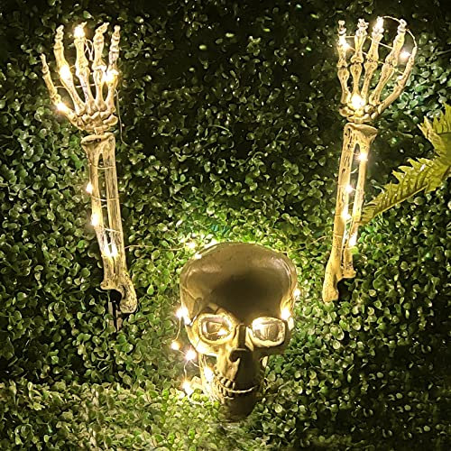 Bseical Skelett Halloween Deko DraußEn Die Leuchtend Skelett HäNde SchäDel Grausigkeit Gruselig Kunststoff Skelett SchäDel Garten Hof Rasen Dekos FüR Halloween Garten Party Horror Dekoration