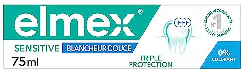 ELMEX - Dentifrice Elmex Sensitive Blancheur Douce 0 % Colorants - Dents Sensibles, Gencives Douloureuses, Protection de l'Email - 75 ml