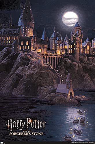 Harry Potter And The Sorcerer'S Stone - Hogwarts At Night Wall Poster, 34L x 22.4W, Unframed Version