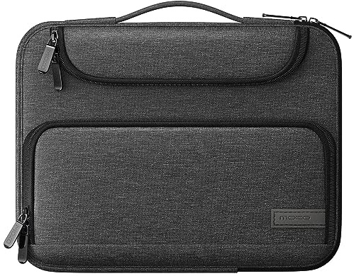 MoKo 13 Zoll Tablet Tasche, Tragetasche aus Polyester Schutztasche mit Einziehbarer Griff, Tablet Hülle Kompatibel mit 13 zoll iPad Pro M5, iPad Air M3 2025, Pro 12.9 M2 2022-2018, Schwarz+Grau