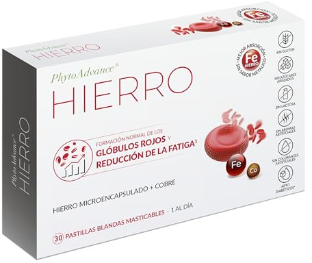 AlchemLife - PhytoAdvance Hierro | Formación de Glóbulos Rojos y Energía | 30 Pastillas Blandas Masticables | Reduce Cansancio y Fatiga | Tecnología Lipofer de Alta Absorción | Sin Sabor Metálico