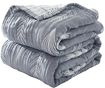 TEmkin Sommerdecke, Musselin-Baumwoll-Schlafbettdecke, King-Size-Bett, Schlafdecke, Tagesdecken, komplettes Bettset (Dunkelgrau 150 x 200 cm)