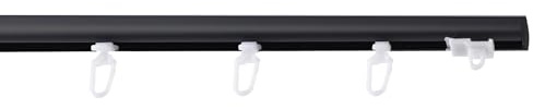 Garesa Gardinenschiene Profil 100, 1-läufig, Schwarz I Aluminiumschiene inkl. Gleiter I Deckenmontage I Halbrunde Schleuderschiene mit Schnellspanner I 140cm