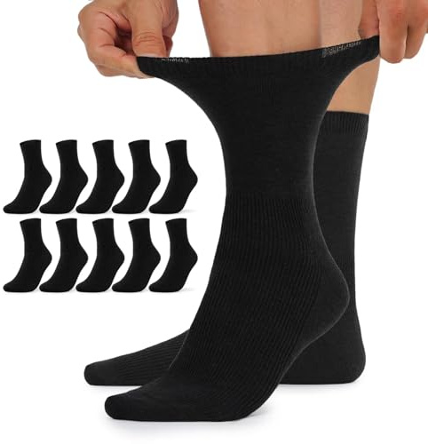 TUUHAW 10 Paar Diabetikersocken Herren Damen ohne Gummibund Baumwolle | Diabetiker Socken ohne Gummi, Diabetikersocken ohne Naht, Strümpfe Komfortbund