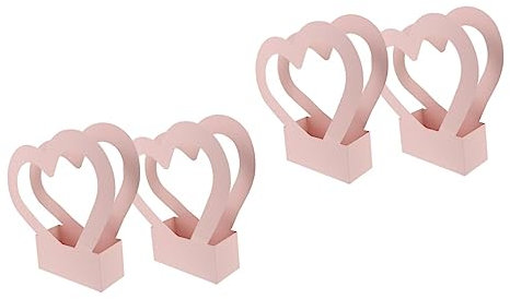 4 Stück Partydekorationen Kraft Verpackungsmaterial Für Floristen Herz Dekorationen Blumensträußchen Mit Tragegriff Frischer Blumenkasten 600 g Weiße Karte Blumenkästen Hochzeit