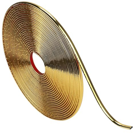 efuturetime 12m Flexible Zierleiste Selbstklebend 8mm Wand Gold | Schmal, Glänzend, Dekorative Leiste für Fliesenkante, Bilderrahmenränder und Schrankkanten