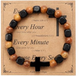 MILAKOO Handmade Holzabstand Stretch Elastische Armreif Armband Yoga Heilung Segen Gebet Manschette
