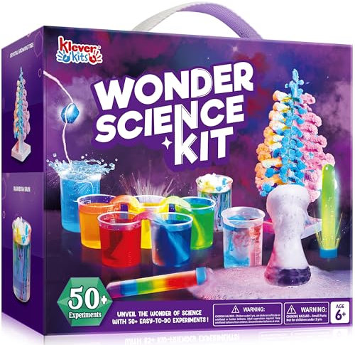 KLEVER Kits 50+ Experimentos Niños 7 Años, Científico Conjunto De Química Juegos Educativos 6 Años, Educativo Juguetes Niños 7+ Años, Experimento Regalo Niño 6 Años Árbol De Cristal De Ciencia