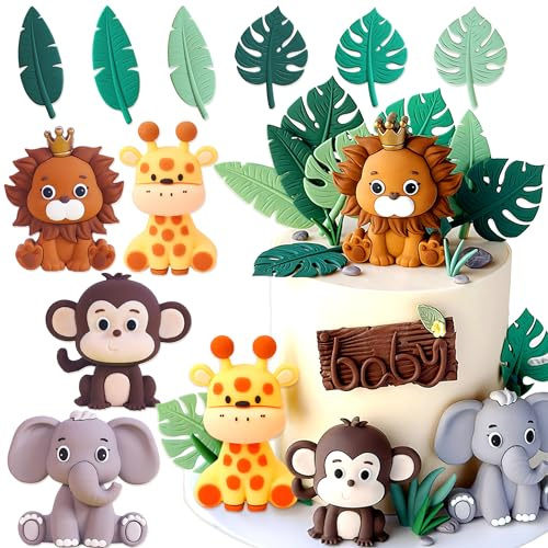 JeVenis Jungle Baby Shower Cake Decorations Safari Animals Cake Decoration | Wild One Cake Toppers Two Wild Cake Topper Safari Cake Toppers