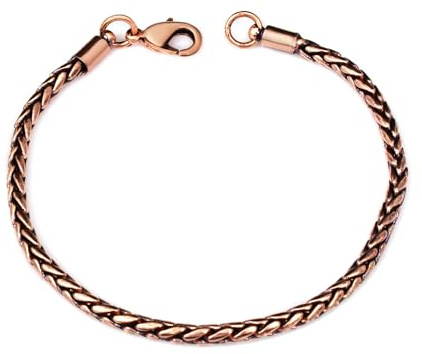 Silver Palace Braccialetto in rame ossidato con catena di grano, 100% rame, gioiello solido, regalo ecologico, unisex, Small, Rame, Nessuna pietra preziosa