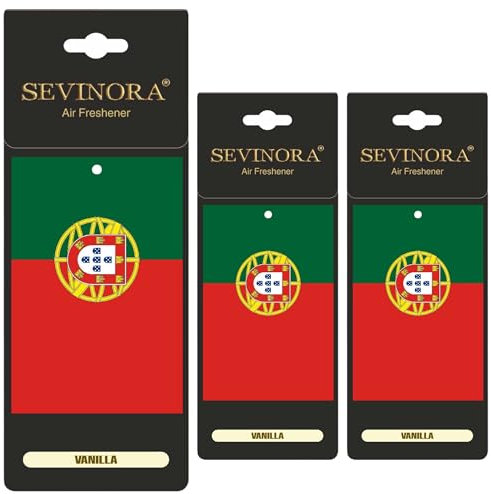 3 x albero profumato per auto, bandiera del Portogallo, profumo di vaniglia, profumo per auto, profumo di vaniglia, per interni, decorazione per auto Air Freshener calcio (Portogallo)