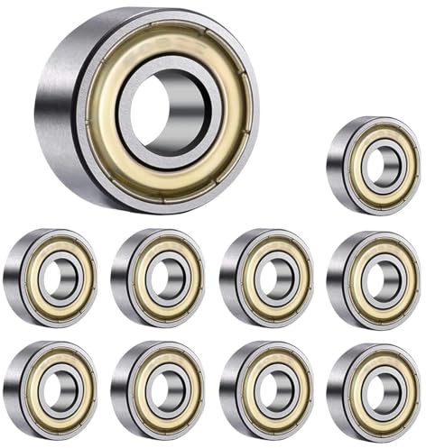 AOEVUIR 10 Pcs 608zz Kugellager Metall Double Shielded Miniatur Rillenkugellager für Skateboards Roller Inline Skates