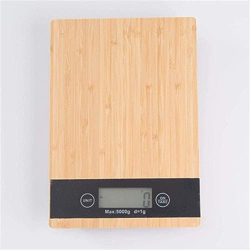 TJLVYCNB Balance Alimentaire carrée en Bois écologique, Cuisine, Balance nutritionnelle Intelligente, café Domestique, Balance électronique LED, Balance de Cuisson en Bambou 5Kg/1G