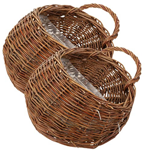 CIYODO Hängende Pflanzgefäße Hanging Blumen 2 Stück Wandbehang Aus Rattan Hängetopf Hängekorb Hängepflanzgefäß Geflochtener Korb Hängekorb Für Korbgeflecht Hängekorb Aus Holz