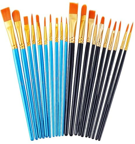 Künstlerpinsel im Set, 20 Stück Pinselset, Künstler PinselSets, Premium Nylon Acrylfarben Pinsel, Malerei Ölfarben Brush Set, für Künstler, Erwachsene und Kinder, mehrfarbig
