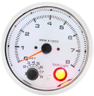 Gatuida 12 v Digitaler Drehzahlmesser 95mm Weißes Zifferblatt Rotes Licht Mit Drehbarer Montagebasis Auto Motormesser Für Pkw