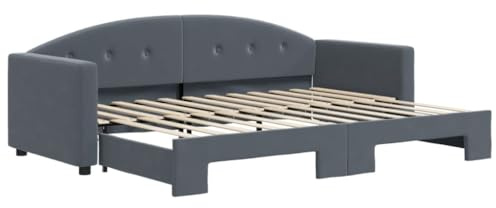 vidaXL Tagesbett, Sofabett Ausziehbar, Gästebett Schlafsofa für Schlafzimmer Wohnzimmer, Ausziehbett Sofa Bettsofa, Modernes Design, Dunkelgrau 80x200cm Samt