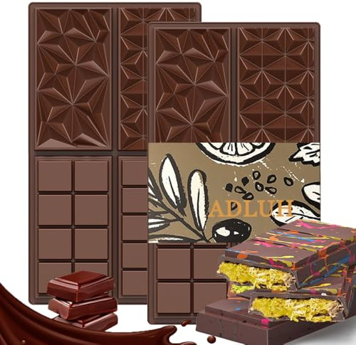 Silicone Chocolate Mould, Pack of 2 Chocolate Moulds Dubai Chocolate, 4 in 1 Chocolate Mould Silicone Deep, Chocolate Mould Dubai, Extra Deep Chocolate Mould for Chocolate Praline Sweets (A)