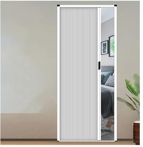 Verschließbare faltbare Schiebetür, einziehbare Duschtür mit Installationszubehör, Raumteiler, Schranktür, Akkordeontür, Schlafzimmer/Badezimmer/Küche/Büro/Wohnmobil, Raumteiler-Falttür(46x80in(116x20