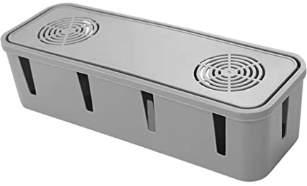 KONTONTY Convenient Socket Storage Case and Household Wire Organizer Box for Desktop Cable Management Grey Suitable for Power Strips and Charger Cords