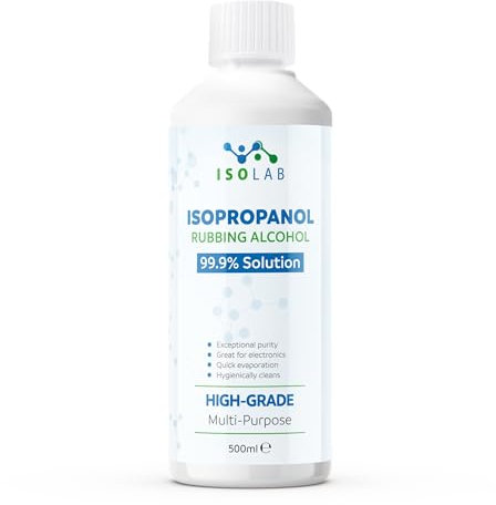 IsoLAB - Isopropanol Rubbing Alcohol - 99.9% Pure Isopropyl Alcohol, Multi-Purpose Cleaner, Degreaser & Solvent - 500ml