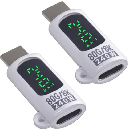 Maxhood USB Type C Extension Adapter 80Gbps, 240W USB C Extender Adapter Digital Display, 8K@60Hz Video Thunderbolt 5 Connector for Headphone,Game Controller, iPhone, Docking,OTG, White 2pcs