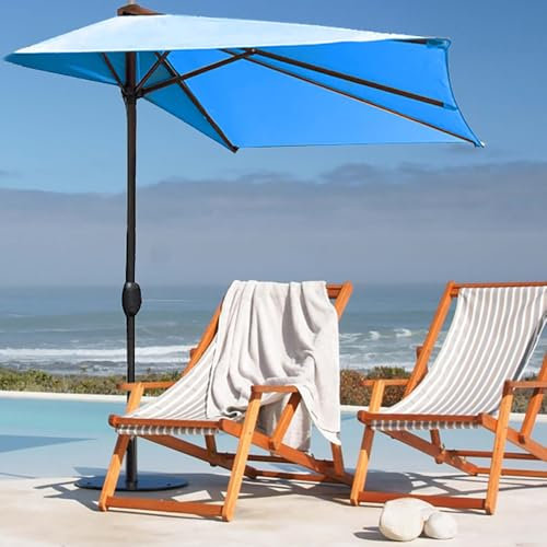 YHDMDQ Toile De Rechange pour Demi-Parasol 270cm 5 Baleines, Auvent De Rechange pour Parapluie Extérieur, Housse De Rechange De Parasol De Jardin Terrasse Plage(Lake Blue)