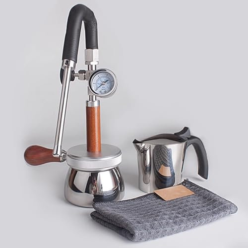 Espumador de leche y vaporizador para camping, máquina de espuma de agua hirviendo al aire libre, con hervidor de 350 ml, boquilla de vapor de 3 agujeros, manómetro, ángulo ajustable, para hacer