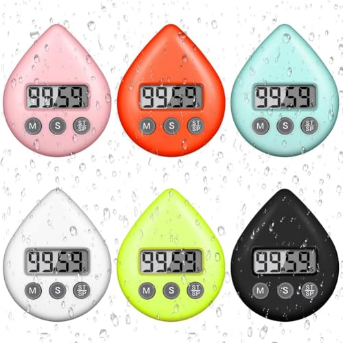 Wrtysully Temporizador de Ducha de 6 Piezas para Adultos y NiñOs, Temporizador de Cocina Digital Impermeable, Reloj de Ducha PequeñO MagnéTico, Alarma, Temporizador de EnergíA para el Hogar