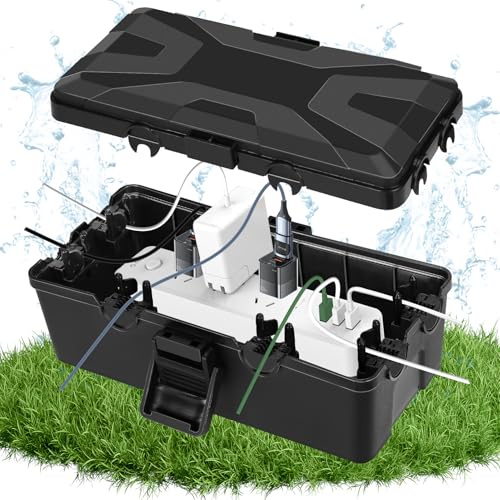 Luziyun Wasserdichte Kabelbox,IP54Garten Kabelbox Wasserdicht mit Abnehmbaren Schildabdeckungen, Steckerschutz Aussen Wasserdicht,Outdoor Box Wasserdicht,Steckdose,Plug Timer,Holiday Light(24x11x7cm)
