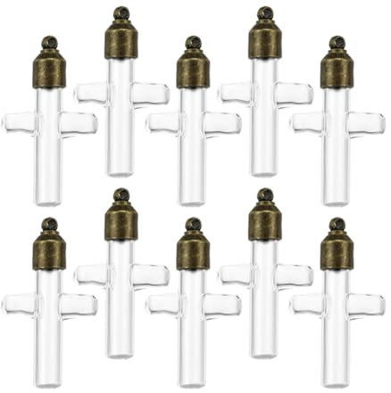 Vaguelly Colgante De Botella De Vidrio Miniatura Forma De Cruz De Vidrio Pequeños Tapa De Para Crear Collares Decoraciones De Hogar