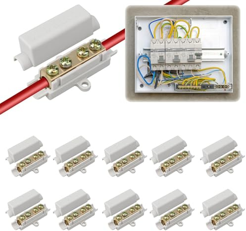 10 Stück Drahtverbinder aus Messing mit Doppelschrauben, Stoßdraht Klemmblock, Hochleistungs Kabelverbinder ABS-Gehäuse, 1000 V, 100 A, Geeignet für 2,5 Bis 16 mm² Draht für Deckenleuchten Schalter