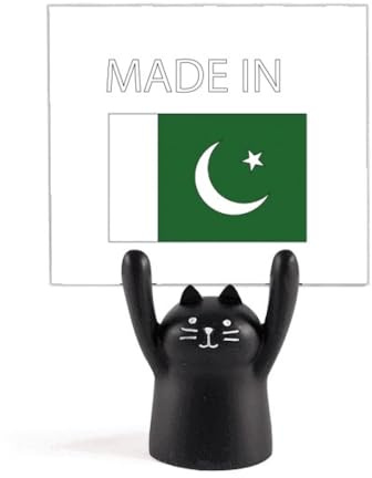Pakistan National Flag Country Memo Holder Cartoon Black Cat Stand Decoration