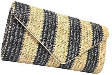 Bolso Cruzado A Juego para Mujer De Vacaciones Playa Paja Hombro A Rayas Mensajeros Tejidos A Mano Playa Tejido A Mano para Mujer Cruzado con Correa Cadena
