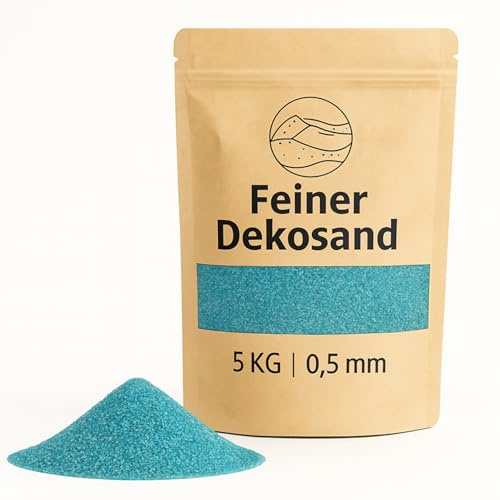 Deko-Sand türkis als farbige Streudeko - 5 kg kleine Deko-Steine Ø 0,5 mm für Gläser, Vasen