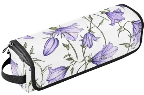 famyily Hair Tool Travel Bag with Heat Resistant Pad Curling Iron Travel Holder Storage Bag for Flat Irons, Straighteners, Curling Irons, Sweden Campanula Rotundifolia Beauty Summer Flowers
